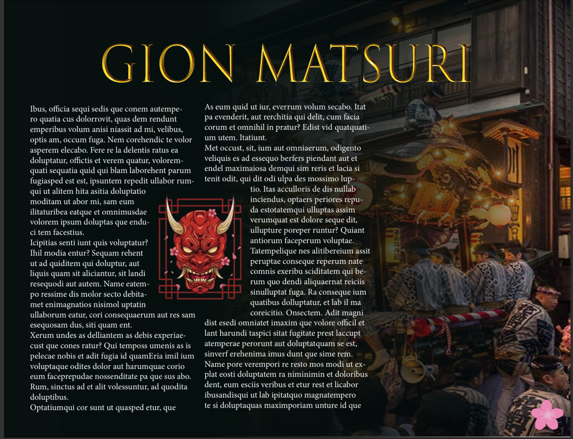 An informational short presentation on Gino Matsuri, a festival in Japan about geisha and yokai.